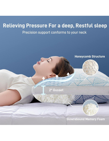 Almohada Ajustable Caelorin Queen Viscosa Bambú Espuma Memoria