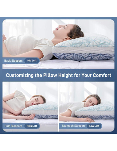 Almohada Ajustable Caelorin Queen Viscosa Bambú Espuma Memoria