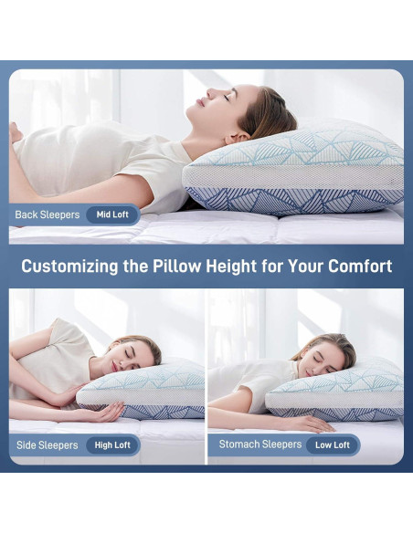 Almohada Ajustable Caelorin Queen Viscosa Bambú Espuma Memoria