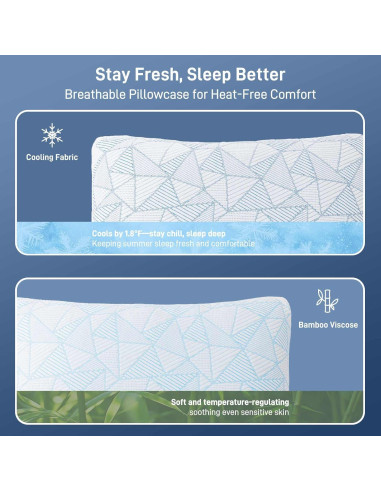 Almohada Ajustable Caelorin Queen Viscosa Bambú Espuma Memoria