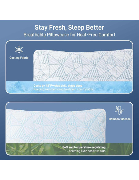 Almohada Ajustable Caelorin Queen Viscosa Bambú Espuma Memoria