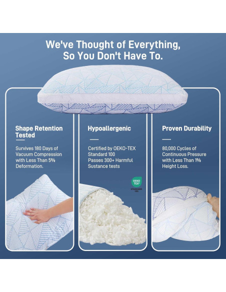 Almohada Ajustable Caelorin Queen Viscosa Bambú Espuma Memoria