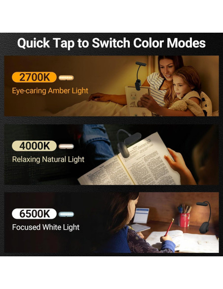 Luz de Libro TATAANTY Recargable 14 LEDs 3 Modos de Color