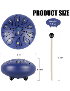 Tambor de Lengua RANMING 15 cm 11 Notas Acero Violeta Azul 2