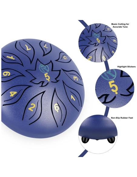 Tambor de Lengua RANMING 15 cm 11 Notas Acero Violeta Azul