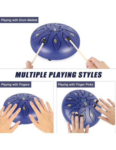 Tambor de Lengua RANMING 15 cm 11 Notas Acero Violeta Azul