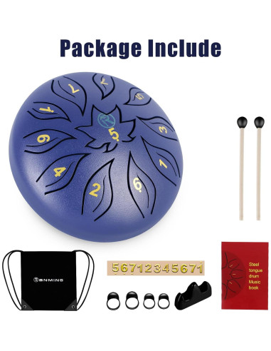 Tambor de Lengua RANMING 15 cm 11 Notas Acero Violeta Azul
