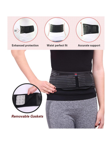 Soporte Lumbar MAIBU Autocalentable Ajustable M para Alivio Dolor