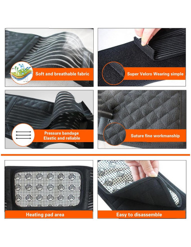 Soporte Lumbar MAIBU Autocalentable Ajustable M para Alivio Dolor