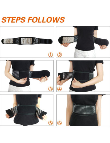 Soporte Lumbar MAIBU Autocalentable Ajustable M para Alivio Dolor