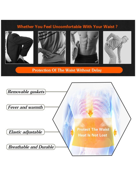 Soporte Lumbar MAIBU Autocalentable Ajustable M para Alivio Dolor