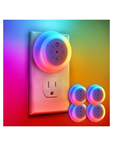 Luces Nocturnas LED Dawnrise 4 PK, Sensor Crepúsculo, RGB