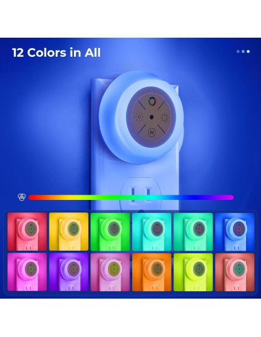 Luces Nocturnas LED Dawnrise 4 PK, Sensor Crepúsculo, RGB