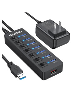 Hub USB 3.0 Alimentado FEMORO 7 Puertos 12W Carga Adaptador