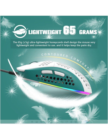 Ratón Gaming ZIYOU LANG RGB con Cable 6400 DPI Ultraligero