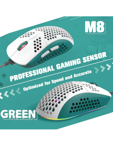 Ratón Gaming ZIYOU LANG RGB con Cable 6400 DPI Ultraligero