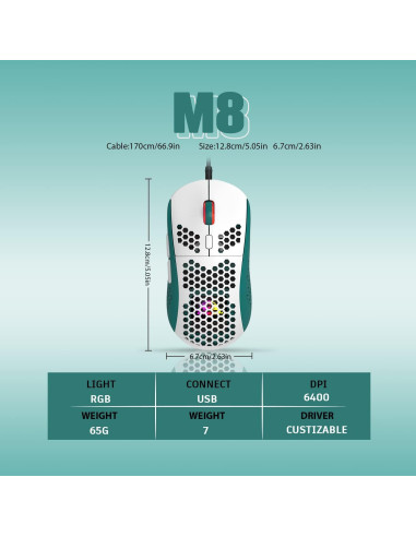 Ratón Gaming ZIYOU LANG RGB con Cable 6400 DPI Ultraligero