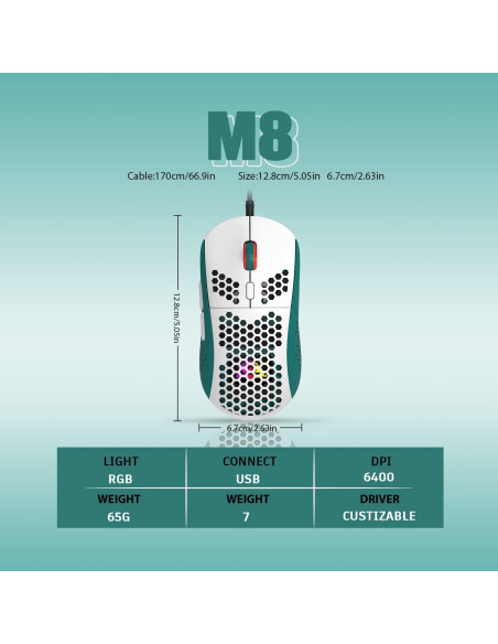 Ratón Gaming ZIYOU LANG RGB con Cable 6400 DPI Ultraligero