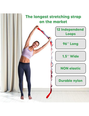 Correa de Estiramiento Sport2People 243.84 cm Nylon Yoga