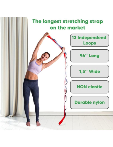 Correa de Estiramiento Sport2People 243.84 cm Nylon Yoga