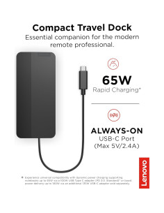 Dock de Viaje USB-C Lenovo - 7 Puertos, Duales Pantallas 4K 2