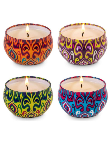 Juego de 4 Velas Aromáticas de Soja HITHYS - Fragancias Variadas