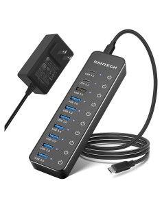 Hub USB 3.2 Alimentado RSHTECH 10 Puertos 60W 10Gbps