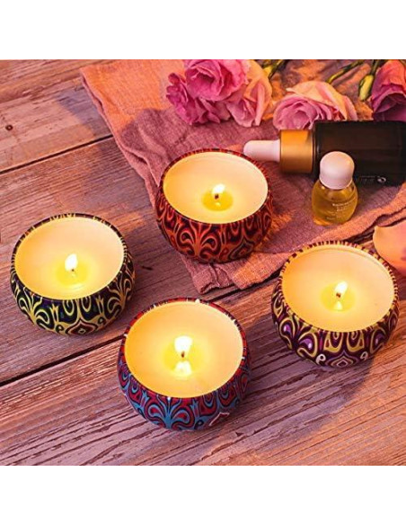 Juego de 4 Velas Aromáticas de Soja HITHYS - Fragancias Variadas