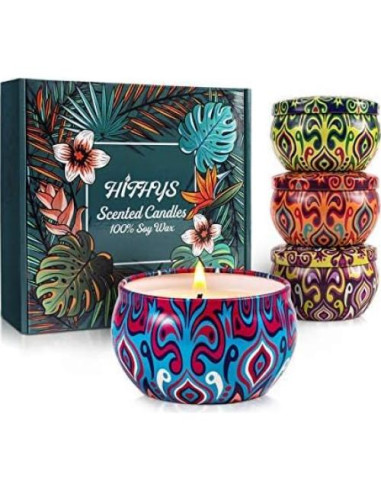 Juego de 4 Velas Aromáticas de Soja HITHYS - Fragancias Variadas