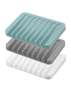 Platos de Jabón Autodrenantes Silicona MODENGKONGJIAN 3 Piezas