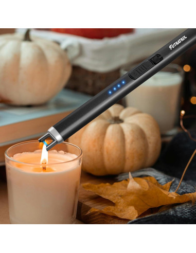 Encendedor Eléctrico Futratrix Negro Recargable USB a Prueba de Viento