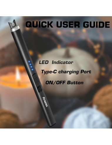 Encendedor Eléctrico Futratrix Negro Recargable USB a Prueba de Viento