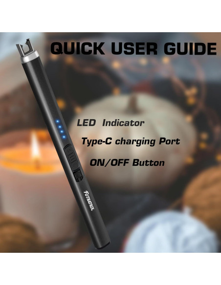 Encendedor Eléctrico Futratrix Negro Recargable USB a Prueba de Viento