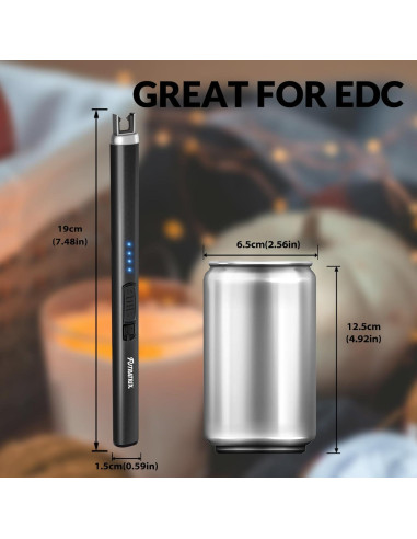 Encendedor Eléctrico Futratrix Negro Recargable USB a Prueba de Viento