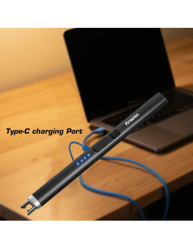 Encendedor Eléctrico Futratrix Negro Recargable USB a Prueba de Viento