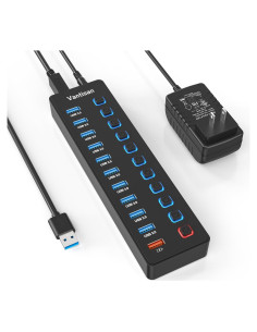 Hub USB 3.0 Alimentado 11 Puertos con Carga Rápida 5V 4A