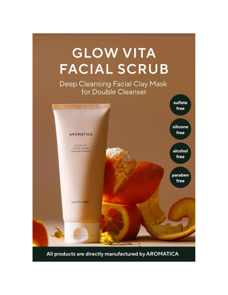 Exfoliante Facial AROMATICA Glow Vita Naranja 150 ml - Suave con Vitamina C