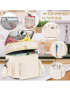 Caja de Almuerzo Aislada BAGNN 16L Pana-Crema para Trabajo y Playa 2