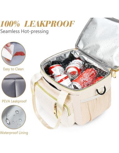 Caja de Almuerzo Aislada BAGNN 16L Pana-Crema para Trabajo y Playa