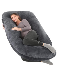 Almohada de Maternidad Elover en Forma de U 145x71 cm Terciopelo Negro