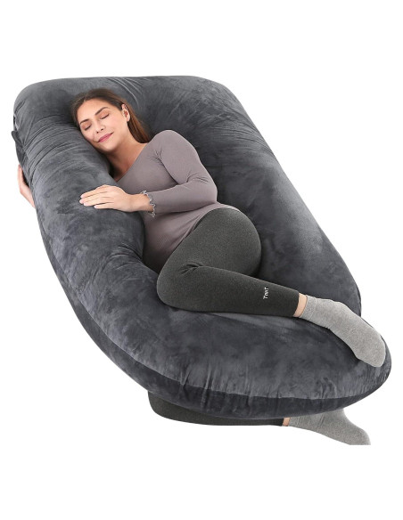 Almohada de Maternidad Elover en Forma de U 145x71 cm Terciopelo Negro