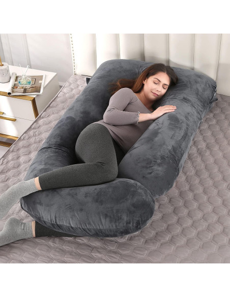Almohada de Maternidad Elover en Forma de U 145x71 cm Terciopelo Negro