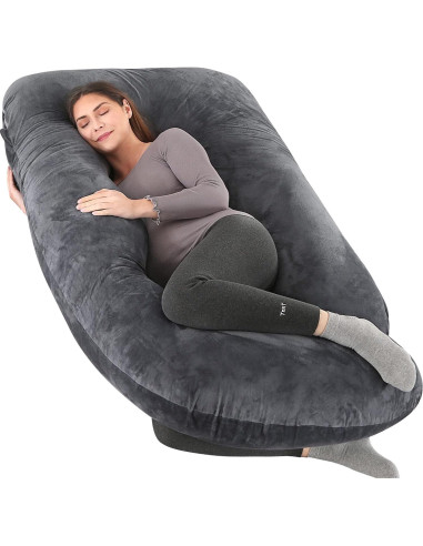 Almohada de Maternidad Elover en Forma de U 145x71 cm Terciopelo Negro