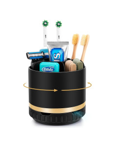 Organizador de Baño GFWARE Negro 6 Compartimentos Rotatorio 360