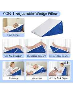 Cojín en cuña ajustable Jakoola 7 en 1 para cama 22x22 cm 2