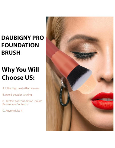 Brocha de Fundación Daubigny 3.3 cm Rojo - Maquillaje Premium