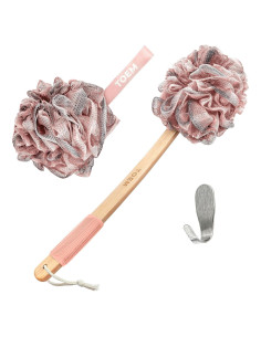 Esponja de Espalda Loofah Toem con Mango Largo 43 cm Rosa Claro