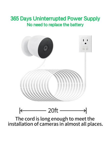 Adaptador de Corriente y Cable 6m para Nest Cam 2da Gen - JJMASEE