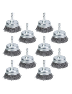 10 Cepillos de Copa de Alambre WUBOECE 5.08 cm Acero Carbono