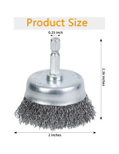 10 Cepillos de Copa de Alambre WUBOECE 5.08 cm Acero Carbono 2